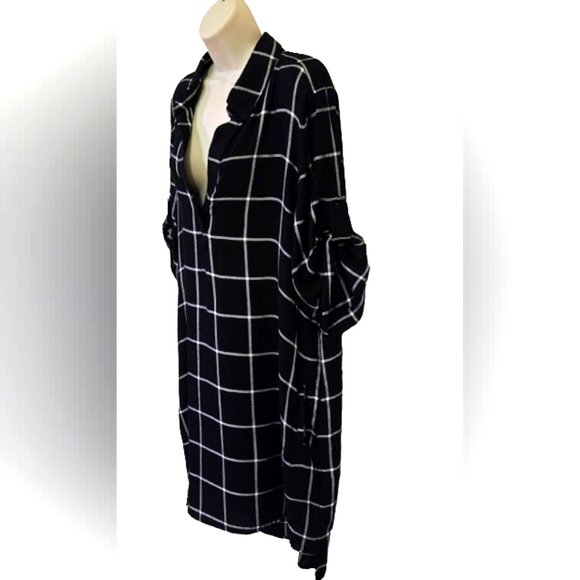 Chelsea & Theodore Black & White Check Grid Print Shirt Dress, X-Large,NWT - Picture 3 of 12